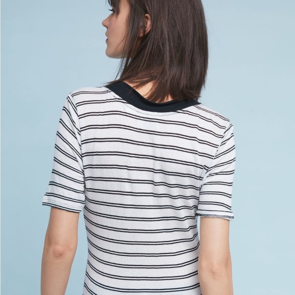 Maeve Black and White Striped Short Sleeve Tee - Picture 5 of 6